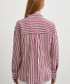 Multi Çizgili Cepli Gömlek Bordo