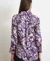 Çiçek Desenli Saten Gömlek Mor