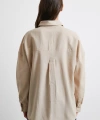 Cepli Oversize Keten  Gömlek Bej