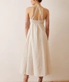 Sırt Dekolteli Askılı Elbise Krem