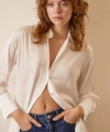 Basic Saten Gömlek Kırık Beyaz