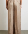 Beli Lastikli Geniş Paça Büzgülü Pantolon Bej