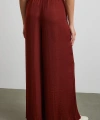 Beli Lastikli Dökümlü Geniş Paça Pantolon Kahve