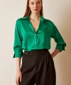 Basic Saten Gömlek Yeşil