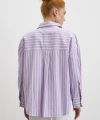 Uzun Kollu Çizgili Gömlek Lila