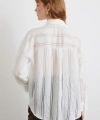 Organze Çizgili Gömlek Ekru