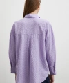 Gofre Kareli Gömlek Mor