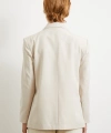 Çift Düğmeli Keten Blazer Ceket Krem