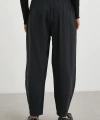 Bağcıklı Beli Lastikli Pileli Pantolon Siyah