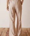 Beli Lastikli Biyeli Yüksek Bel Pantolon Bej
