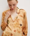 Desenli Saten Gömlek Somon