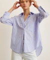 Çizgili Poplin Gömlek Açık Mavi