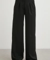 Yüksek Bel Geniş Paça Pantolon Siyah
