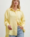 Dökümlü Oversize Modal Gömlek Sarı