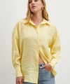 Dökümlü Oversize Modal Gömlek Sarı