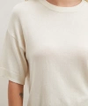 Bisiklet Yaka Triko T-shirt Ekru