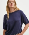 Bisiklet Yaka Triko T-shirt Lacivert