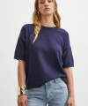 Bisiklet Yaka Triko T-shirt Lacivert