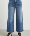 Yüksek Bel Beş Cepli Cropped Jean Mavi