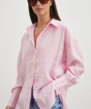Dökümlü Oversize Modal Gömlek Pembe