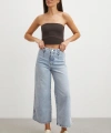 Önü Cepsiz Straight Jean Buz Mavisi