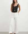 Yüksek Bel Culotte Jean Beyaz
