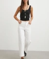 Yüksek Bel Culotte Jean Beyaz