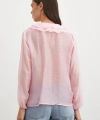 Önü Fırfırlı V Yaka Bluz Pembe