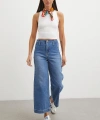 Yüksek Bel Cep Detaylı Wide Leg Jean Mavi