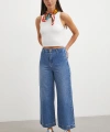 Yüksek Bel Cep Detaylı Wide Leg Jean Mavi