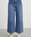 Yüksek Bel Cep Detaylı Wide Leg Jean Mavi