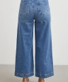 Yüksek Bel Cep Detaylı Wide Leg Jean Mavi