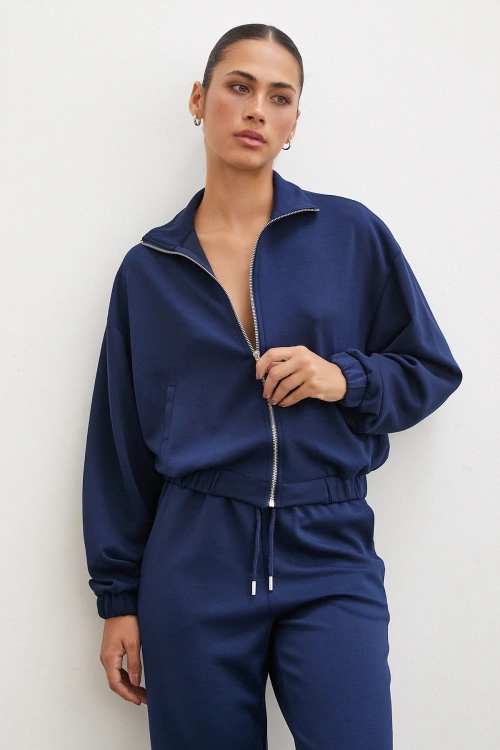 Fermuarlı Sweatshirt Lacivert