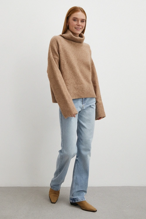 Yüksek Bel Straight Fit Jean Buz Mavisi