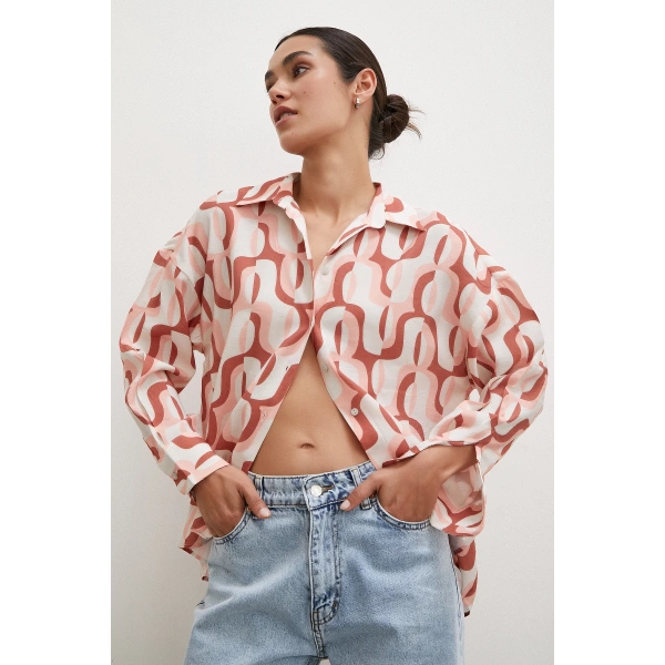 90lar Pop Gömlek Krem