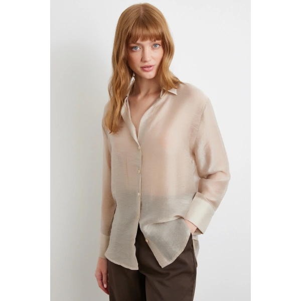 İnce Modal Gömlek Bej