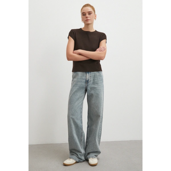 Yüksek Bel Relaxed Fit Jean Mavi