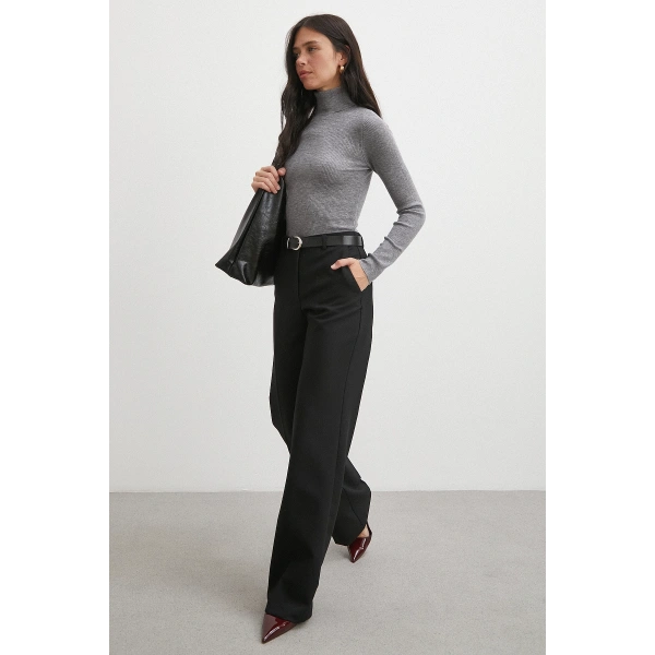 Yüksek Bel Klasik Pantolon Siyah