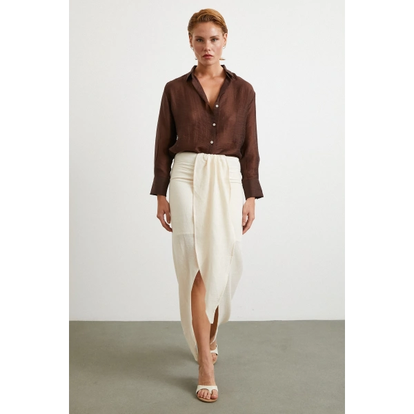 Önü Bağlamalı Etek Krem