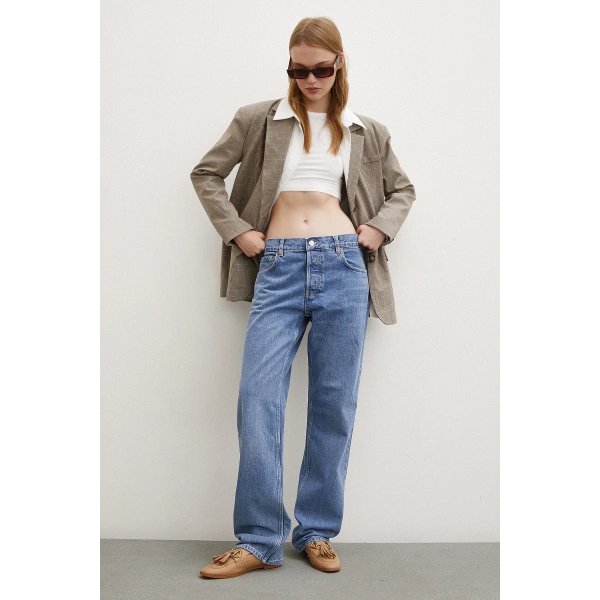 Beş Cepli Boru Paça Jean Mavi