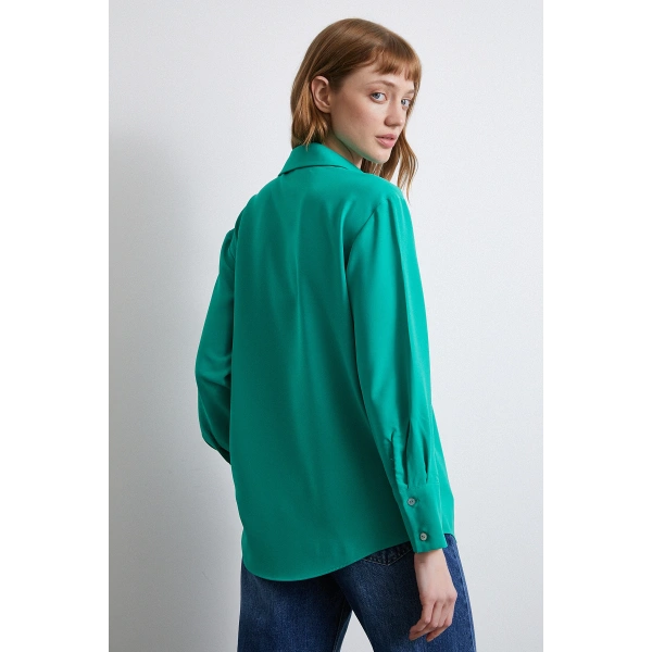 Klasik Saten Gömlek Yeşil