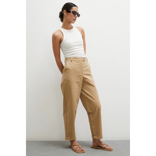 Duble Paçalı Pantolon Bej