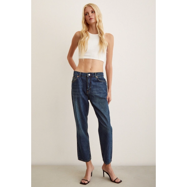 Yüksel Bel Mom Jean Lacivert