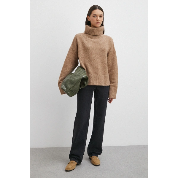 Yüksek Bel Boru Paça Jean Siyah