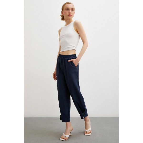 Lastikli Salaş Pantolon Lacivert