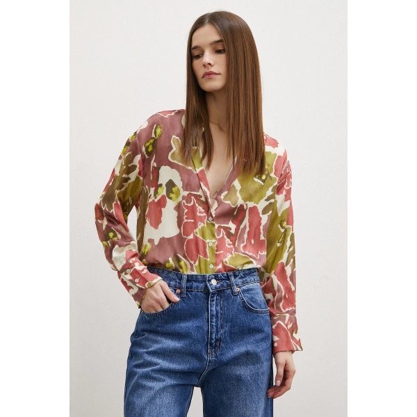 Desenli Gofret Gömlek Haki