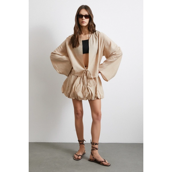 Astarlı Balon Etek Bej