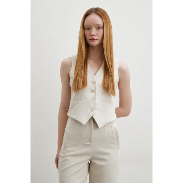 Astarlı Kuplu Yelek Bej