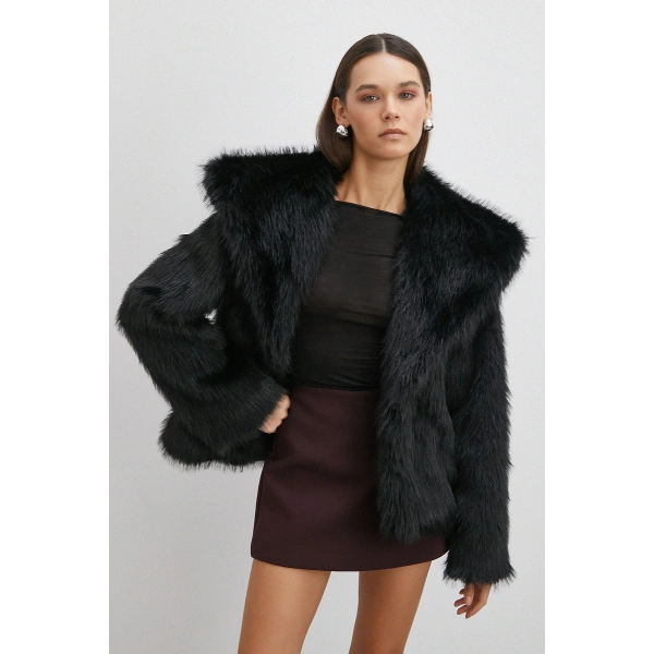 Midi Boy Lolita Kürk Siyah