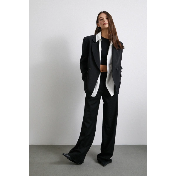 Klasik Poliviskon Ceket Siyah